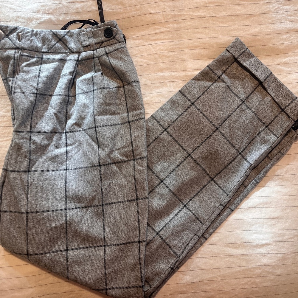 Topshop ankle tapered plaid trousers